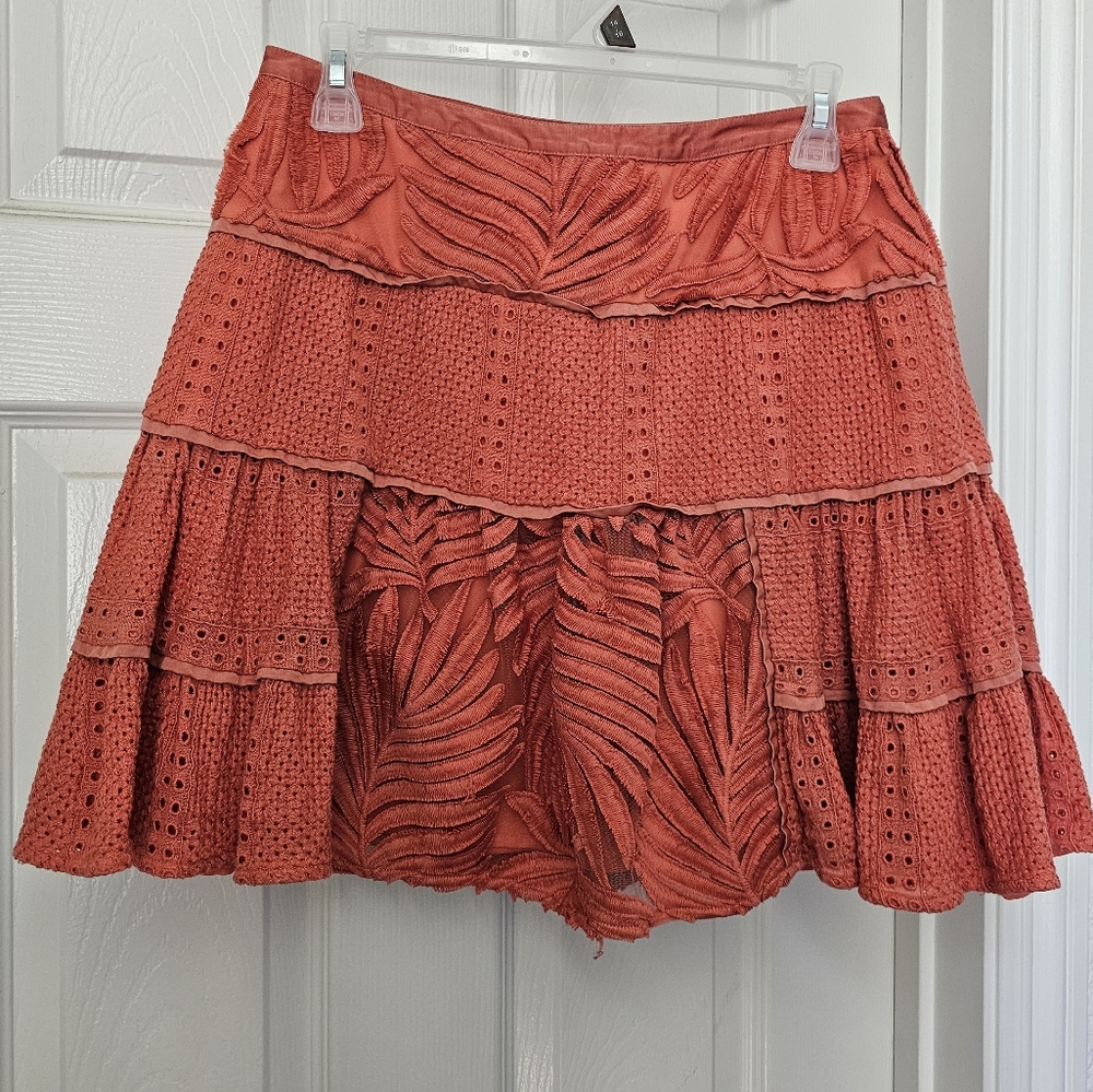 Banana Republic Heritage Collection jacquard tiered skirt coral size 4